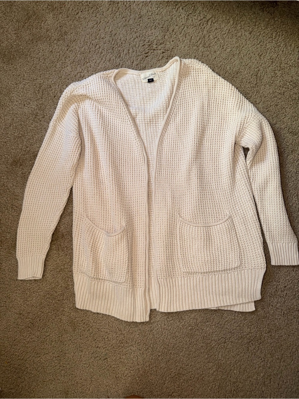 Universal Thread Cream Open-Front Waffle Knit Cardigan